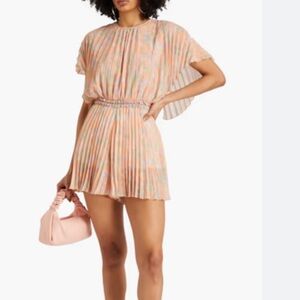 Maji Printed Back Cut Out Orange Pleated Romper Size XS (34)